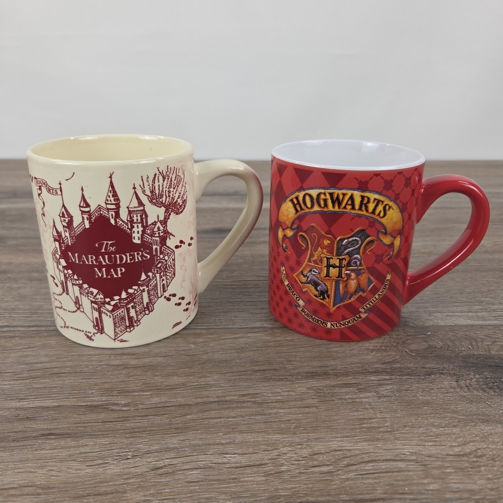Harry Potter Coffee Mug Set of 2 14oz Hogwarts Marauders Map WB